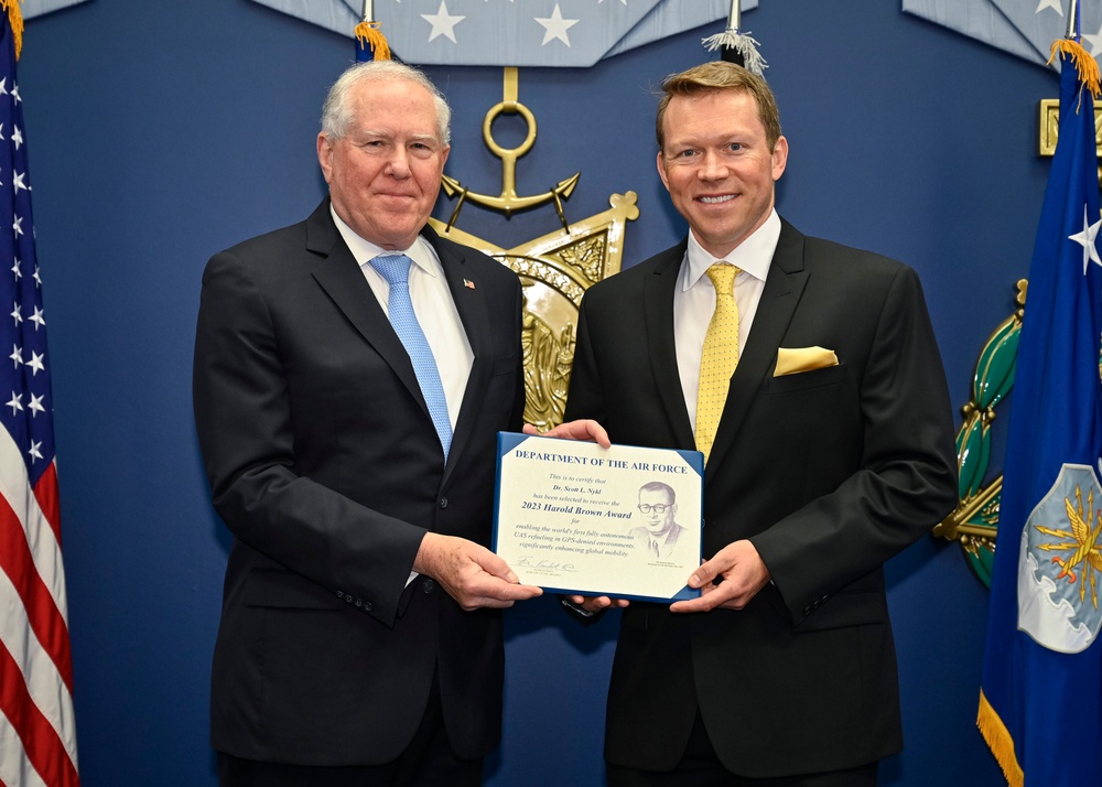 SecAF Kendall presents 2023 Harold Brown Award