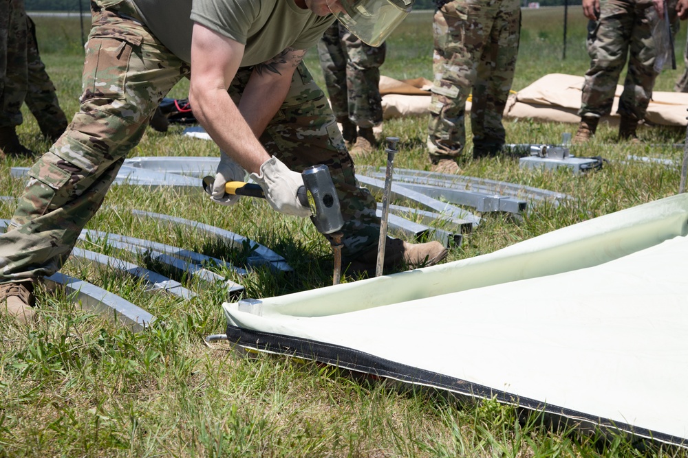 Airmen from the 171st Civil Engineer Squadron and the 177th Civil Engineer Squadron Participate in Piney Devil DRBS Construction