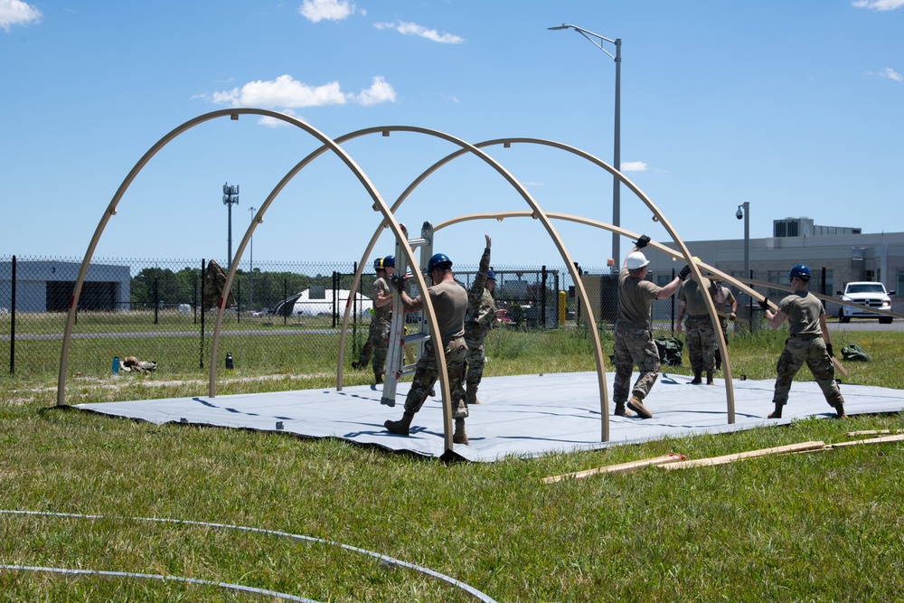 Airmen from the 171st Civil Engineer Squadron and the 177th Civil Engineer Squadron Participate in Piney Devil DRBS Construction