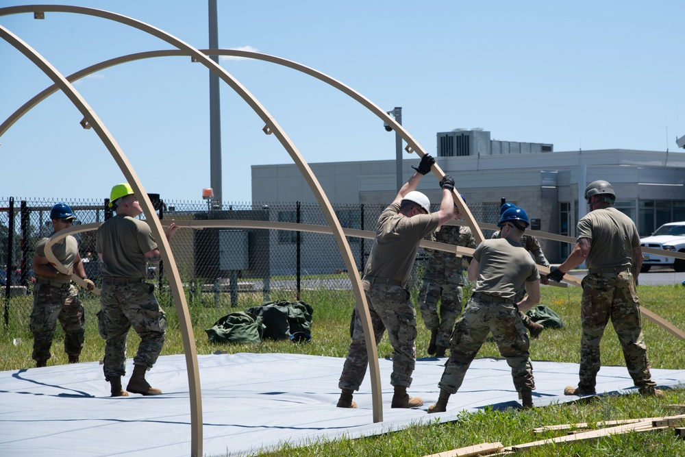 Airmen from the 171st Civil Engineer Squadron and the 177th Civil Engineer Squadron Participate in Piney Devil DRBS Construction