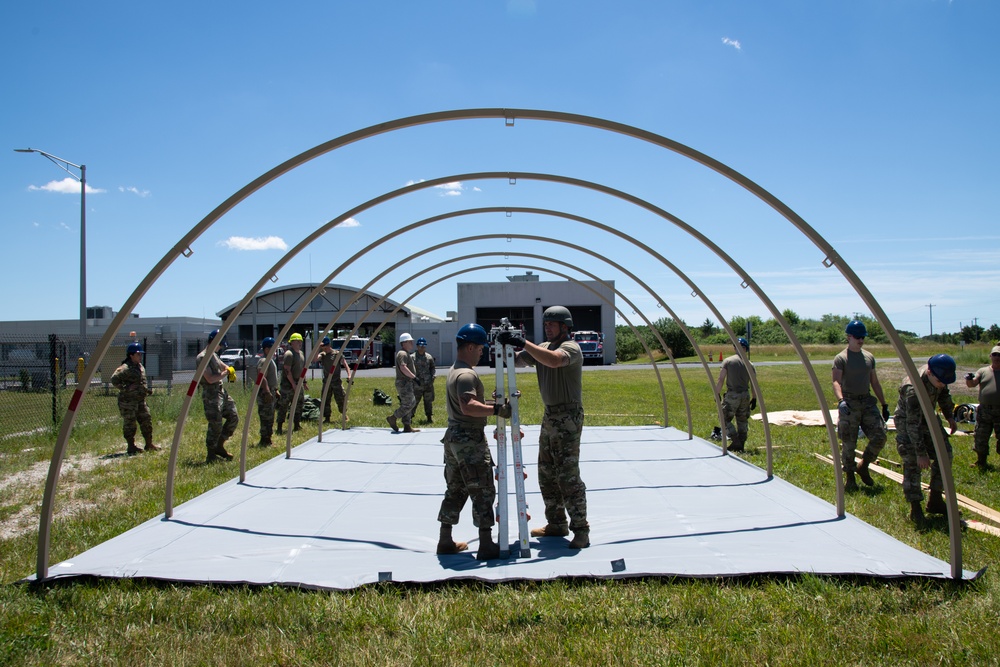 Airmen from the 171st Civil Engineer Squadron and the 177th Civil Engineer Squadron Participate in Piney Devil DRBS Construction