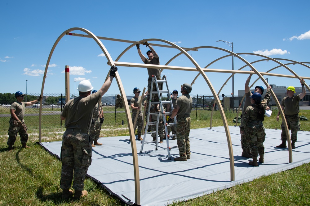 Airmen from the 171st Civil Engineer Squadron and the 177th Civil Engineer Squadron Participate in Piney Devil DRBS Construction