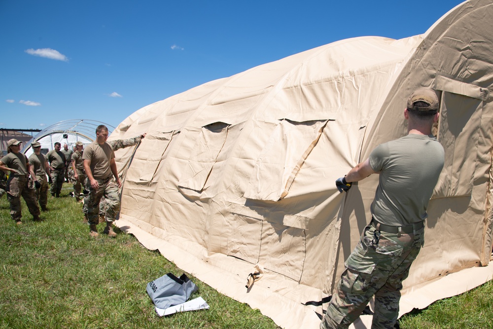 Airmen from the 171st Civil Engineer Squadron and the 177th Civil Engineer Squadron Participate in Piney Devil DRBS Construction