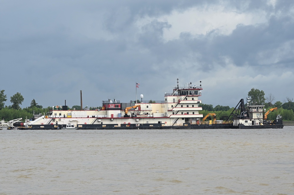 Corps of Engineers Dredge Hurley helps maintain navigation channels in Mississippi River