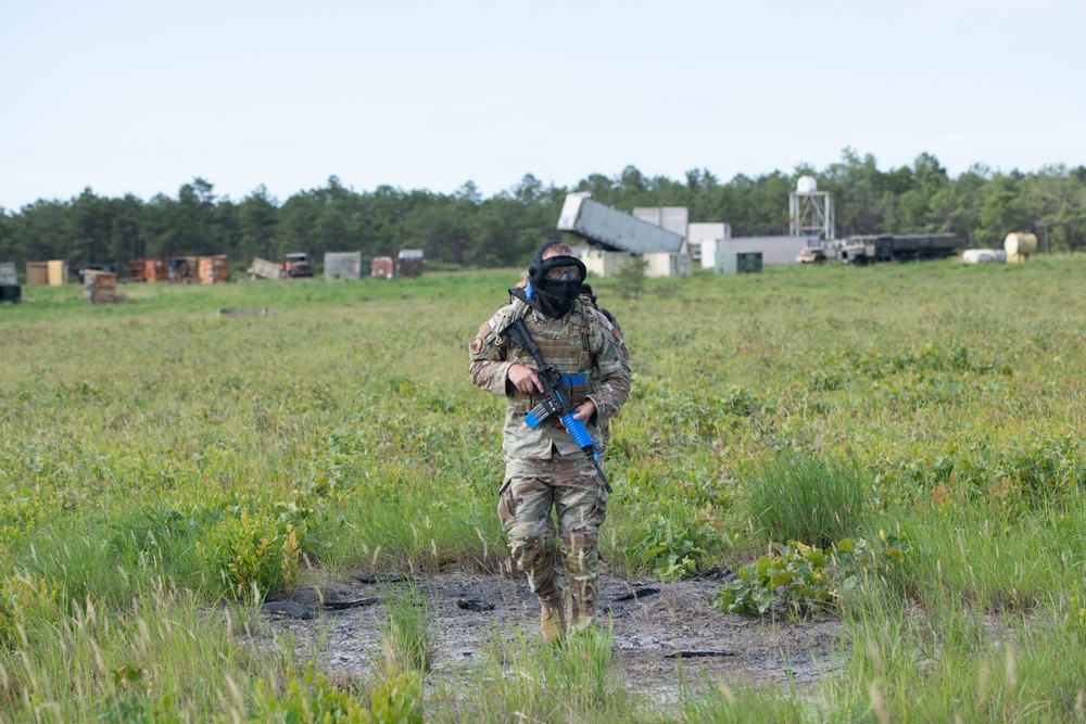 Airmen from the 171st Civil Engineer Squadron and the 177th Civil Engineer Squadron Participate in Piney Devil Land Navigation and Simulated Combat Training