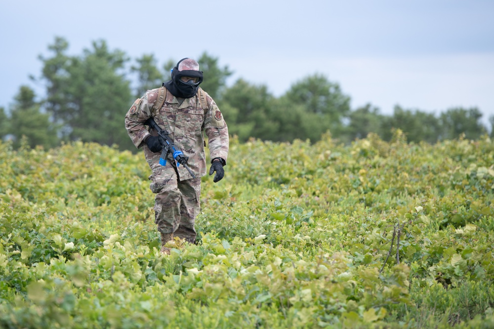 Airmen from the 171st Civil Engineer Squadron and the 177th Civil Engineer Squadron Participate in Piney Devil Land Navigation and Simulated Combat Training