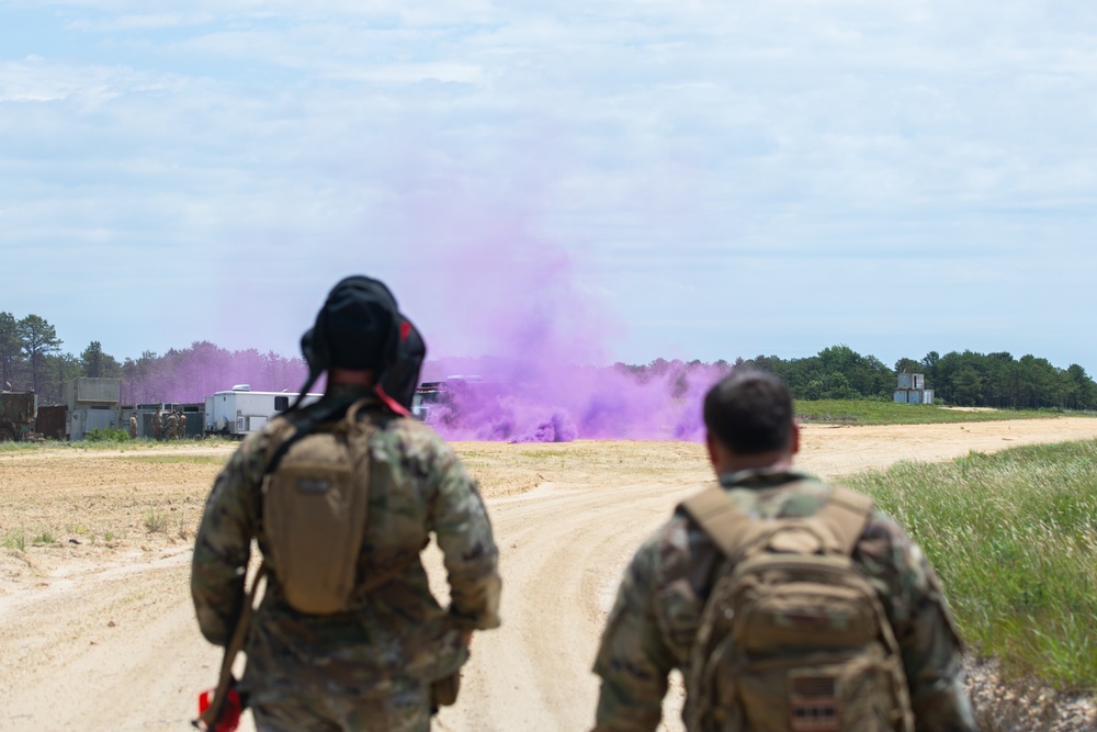 Airmen from the 171st Civil Engineer Squadron and the 177th Civil Engineer Squadron Participate in Piney Devil Land Navigation and Simulated Combat Training