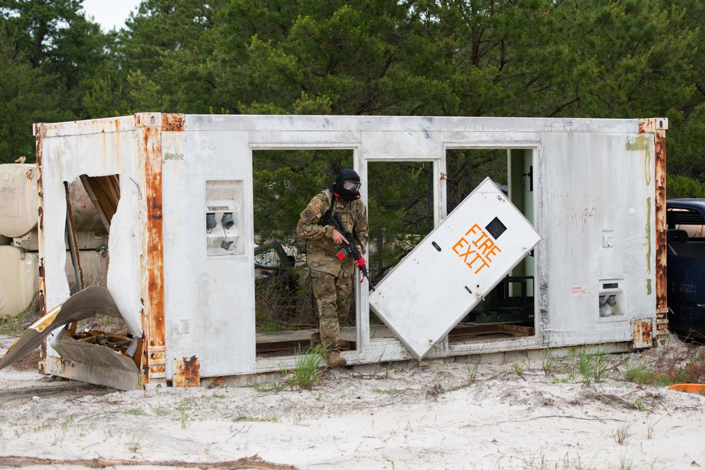 Airmen from the 171st Civil Engineer Squadron and the 177th Civil Engineer Squadron Participate in Piney Devil Land Navigation and Simulated Combat Training