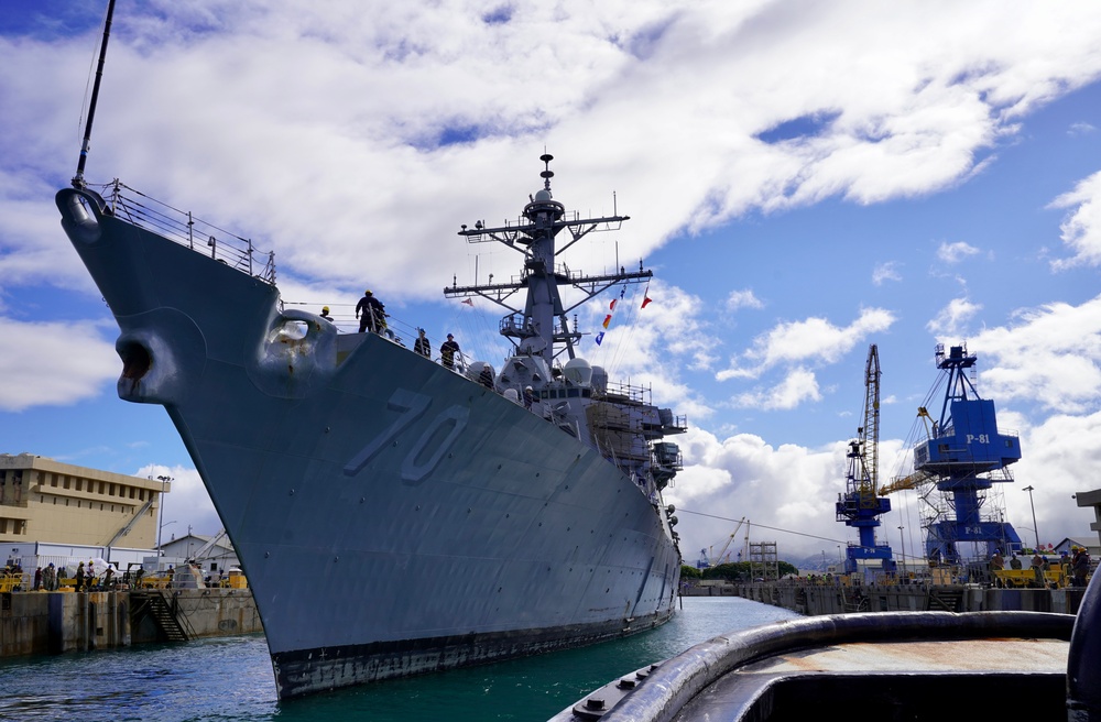 Pearl Harbor Naval Shipyard Welcomes USS Hopper for Drydocking Selected Restricted Availability