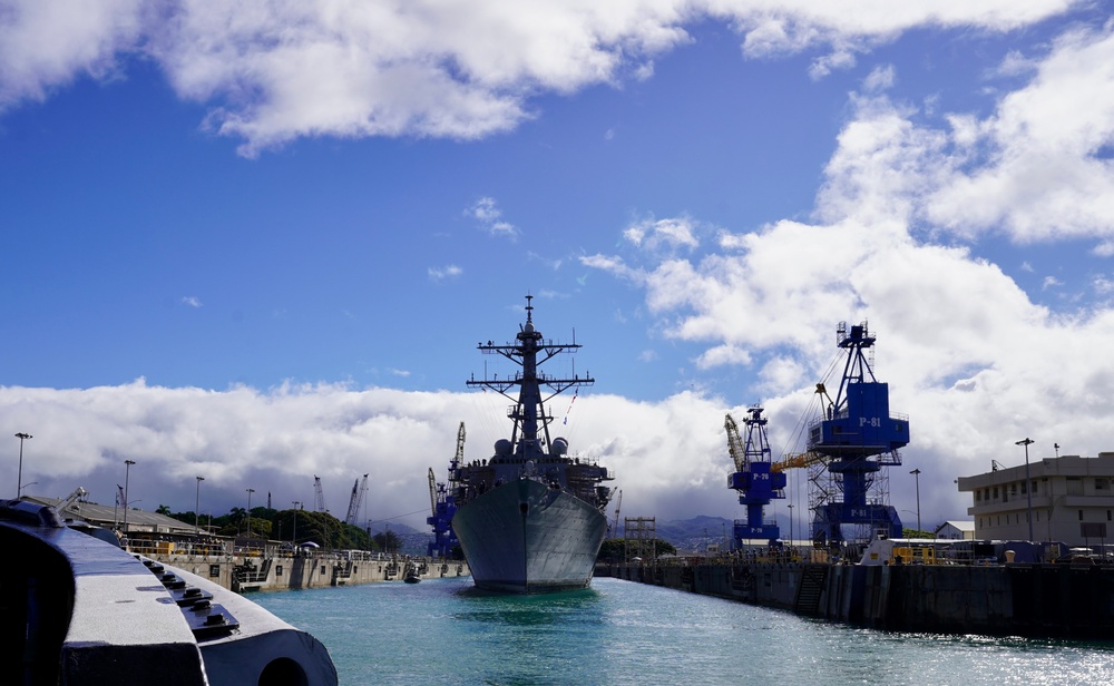 Pearl Harbor Naval Shipyard Welcomes USS Hopper for Drydocking Selected Restricted Availability