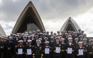 Emory S. Land Sailors Reenlist at the Sydney Opera House July 4