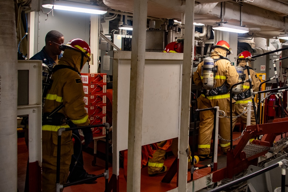 Main Space Fire Drill aboard USS America (LHA 6)