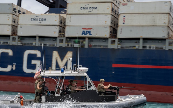 US Coast Guardsmen with Maritime Safety and Security Team conduct security exercise during RIMPAC 2024