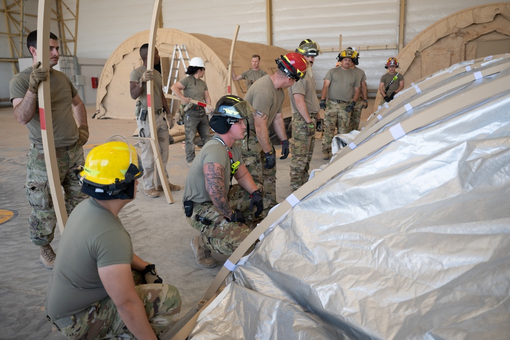 CE Builds tents for aircraft maintainers in a deployed location