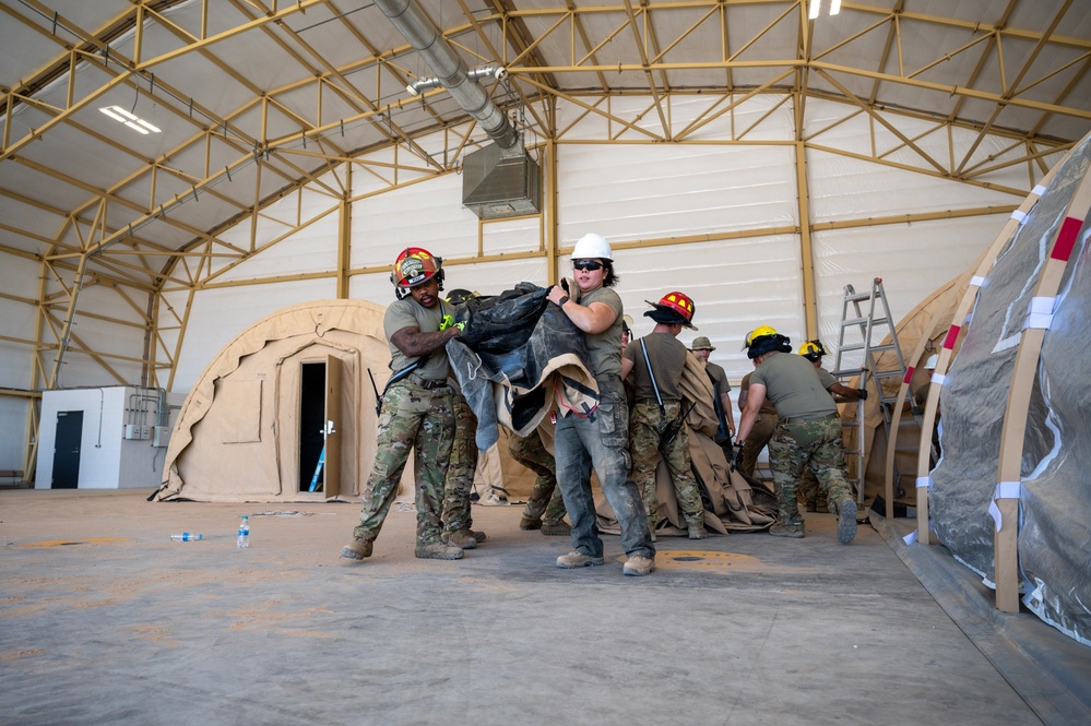 CE Builds tents for aircraft maintainers in a deployed location