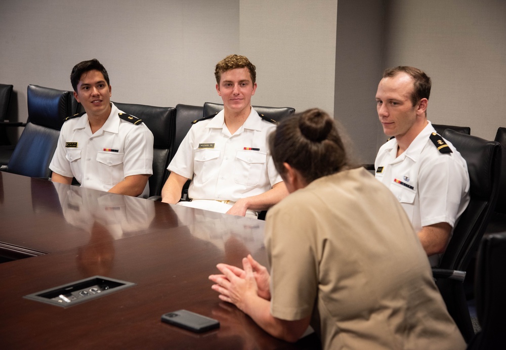 Interns from U.S. Naval Academy learn about NIWC