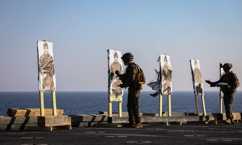 BLT 1/8, 24th MEU (SOC) Small Arms Qualifications Aboard the USS Oak Hill (LSD 51)