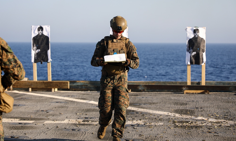 BLT 1/8, 24th MEU (SOC) Small Arms Qualifications Aboard the USS Oak Hill (LSD 51)