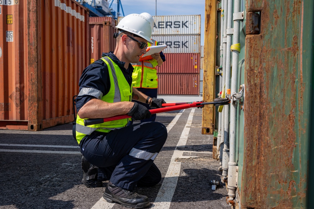 Marine Science Technicians conduct container inspections in Port of Baltimore