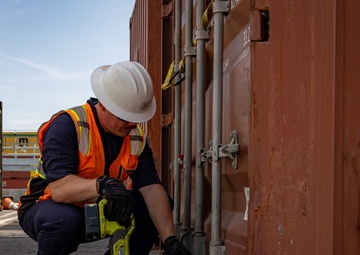 Marine Science Technicians conduct container inspections in Port of Baltimore