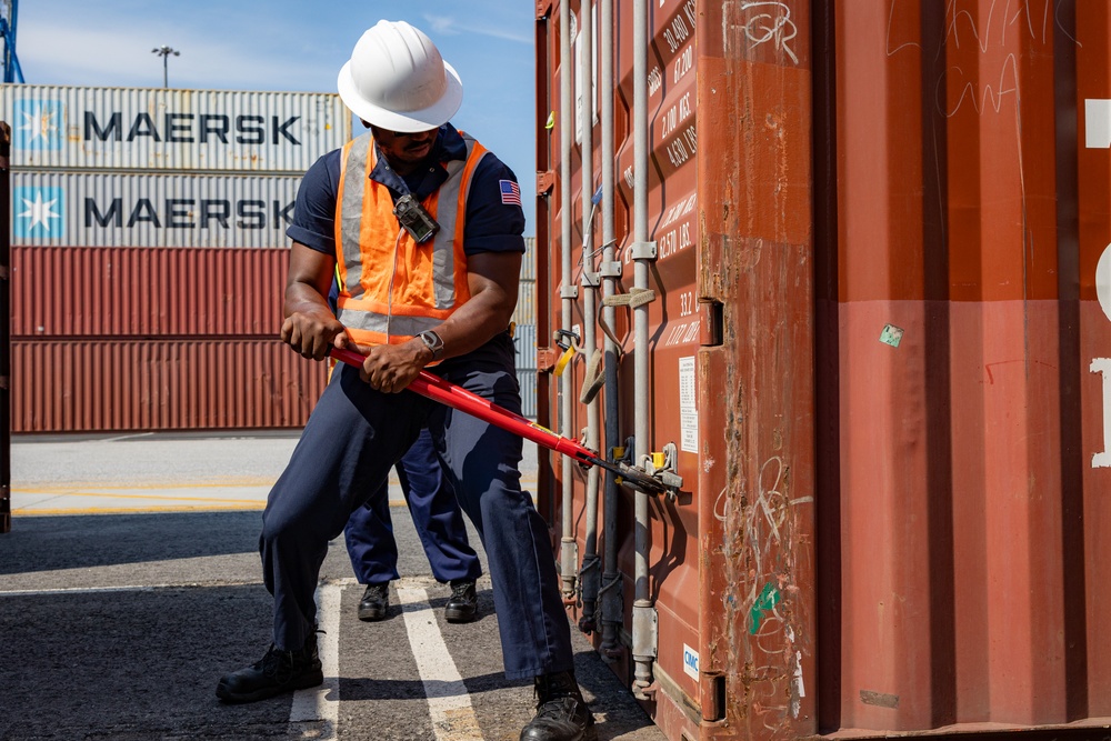 Marine Science Technicians conduct container inspections in Port of Baltimore