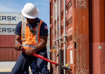 Marine Science Technicians conduct container inspections in Port of Baltimore
