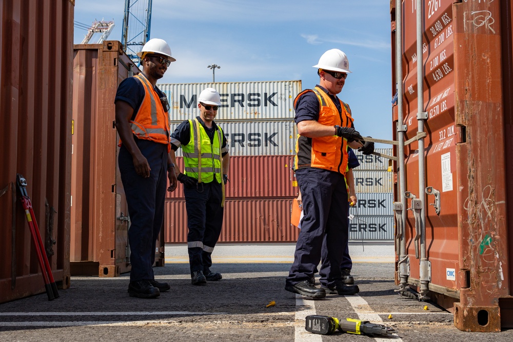 Marine Science Technicians conduct container inspections in Port of Baltimore