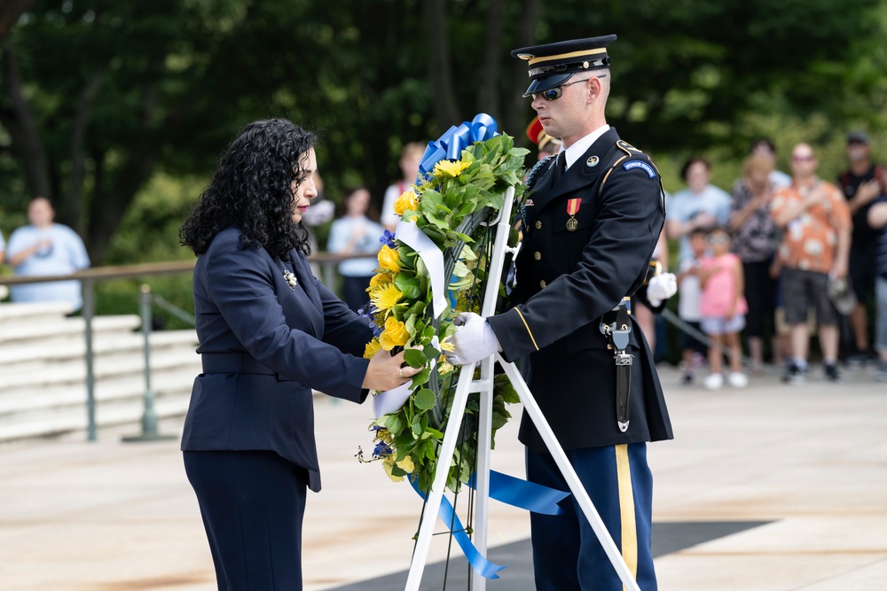 President of the Republic of Kosovo Vjosa Sadriu Visits Arlington National Cemetery