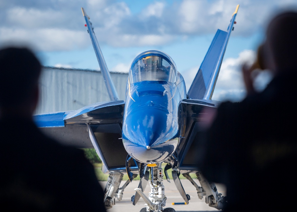 The Navy Flight Demonstration Squadron, the Blue Angels, perform in Traverse City, MI.