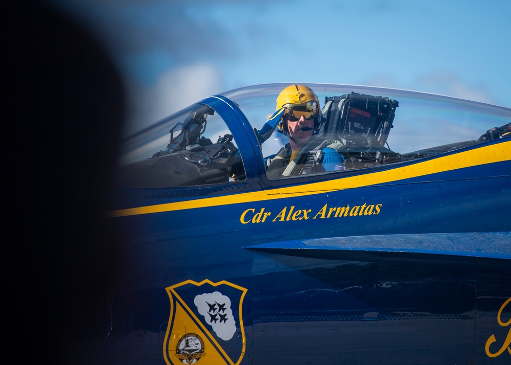The Navy Flight Demonstration Squadron, the Blue Angels, perform in Traverse City, MI.