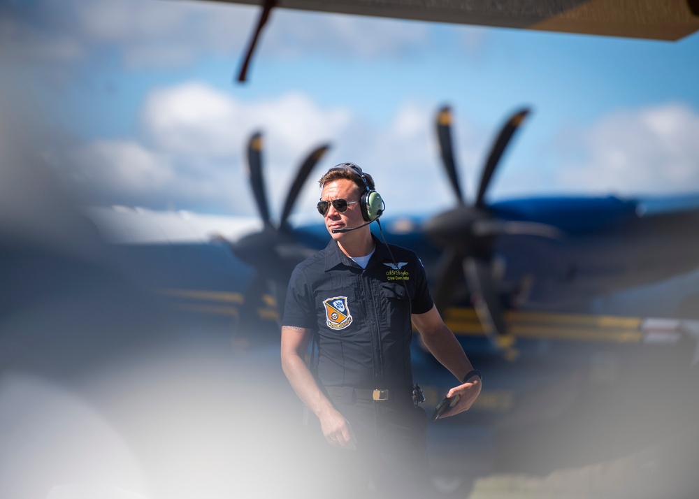 The Navy Flight Demonstration Squadron, the Blue Angels, perform in Traverse City, MI.