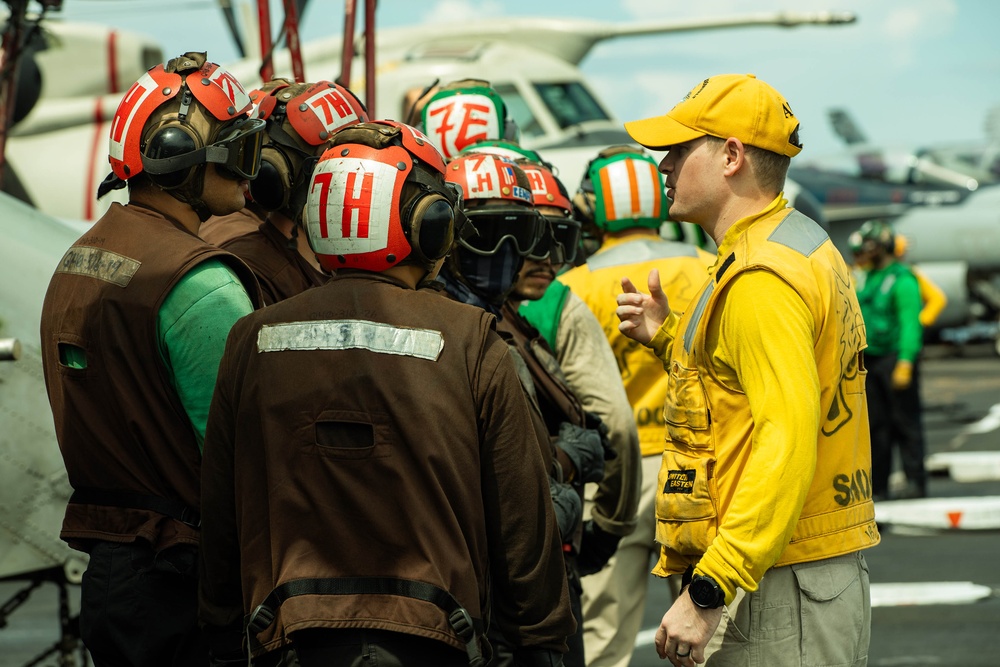 USS Theodore Roosevelt Conducts Flight Deck Drills