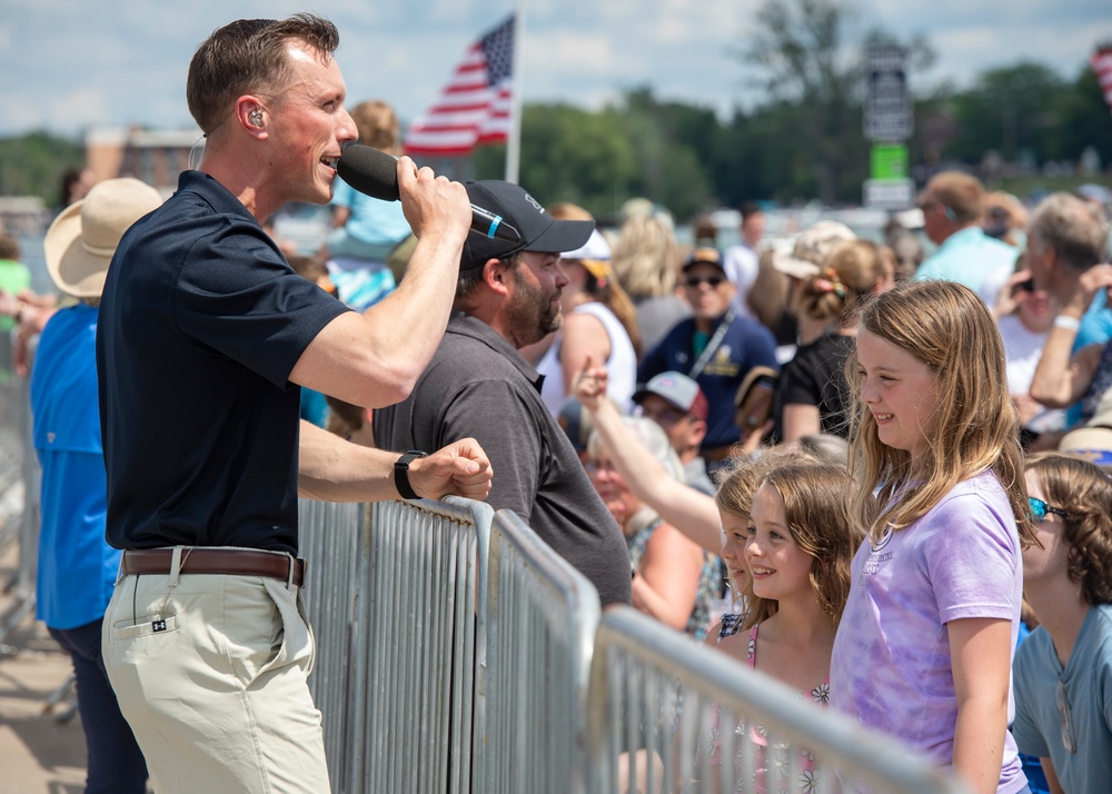 The Navy Flight Demonstration Squadron, the Blue Angels, perform in Traverse City, MI.