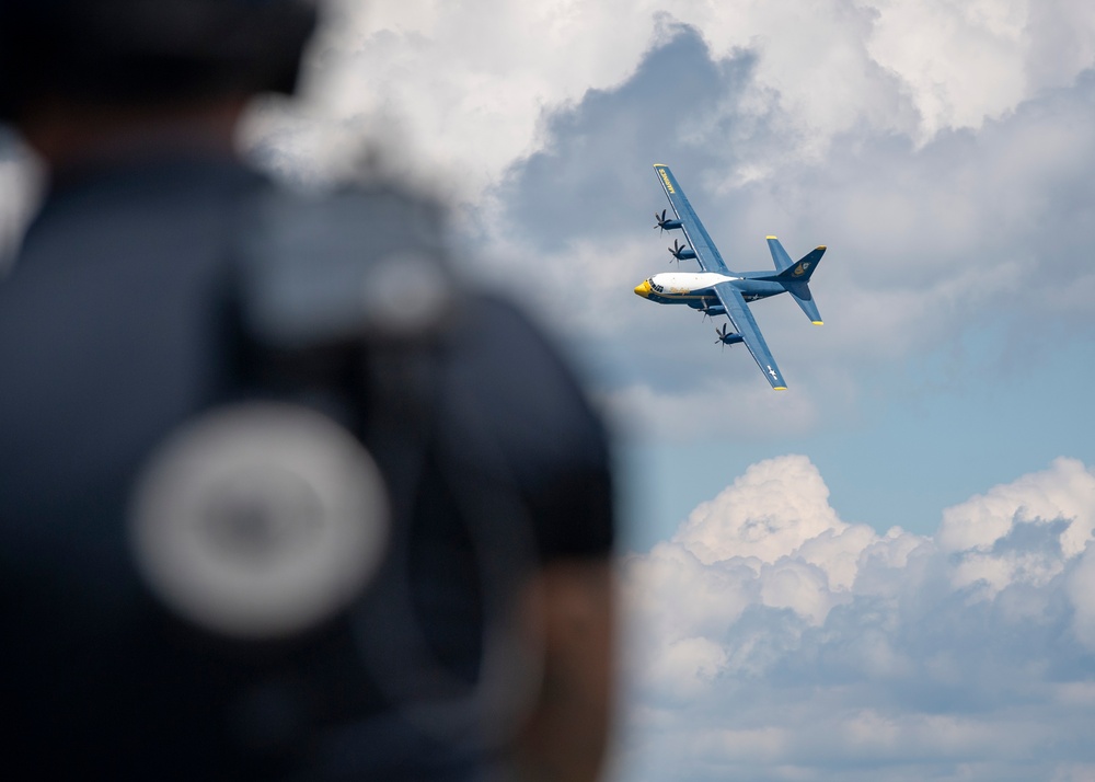 The Navy Flight Demonstration Squadron, the Blue Angels, perform in Traverse City, MI.