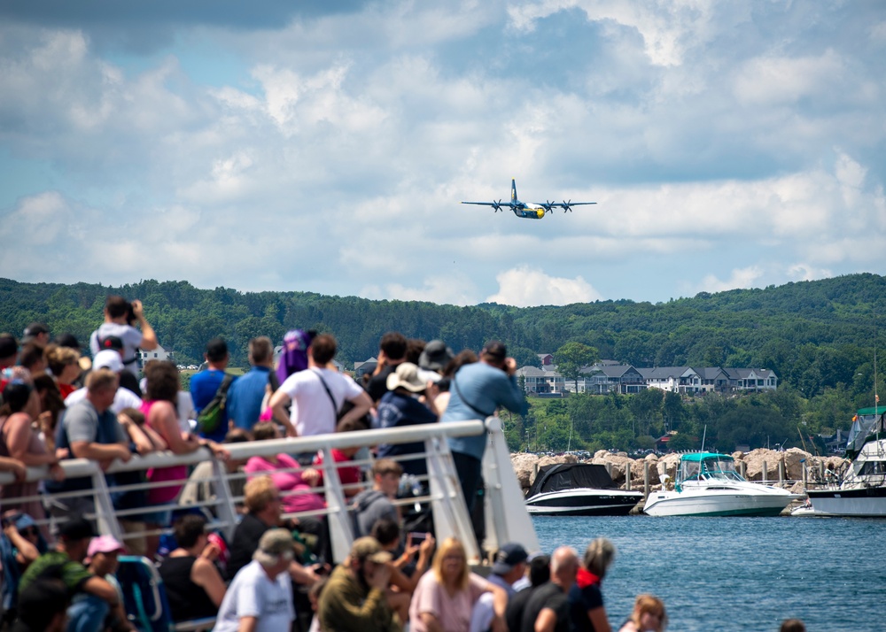 The Navy Flight Demonstration Squadron, the Blue Angels, perform in Traverse City, MI.