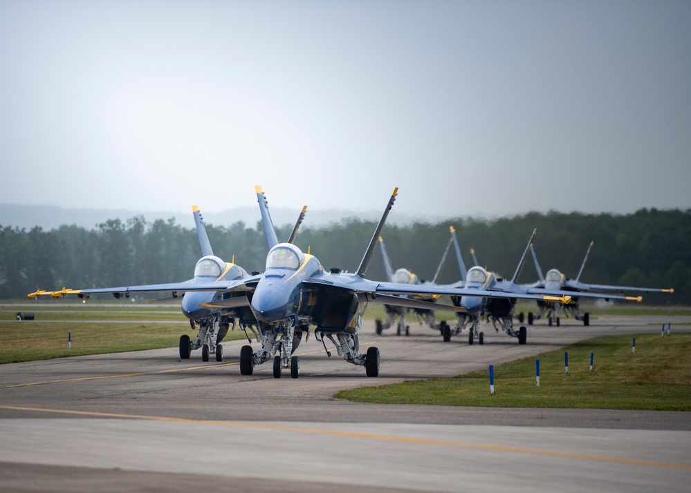 The Navy Flight Demonstration Squadron, the Blue Angels, perform in Traverse City, MI.