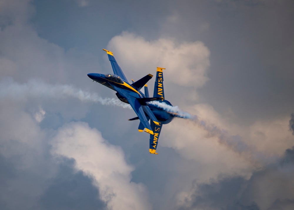 The Navy Flight Demonstration Squadron, the Blue Angels, perform in Johnson City, NY.