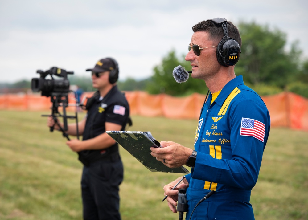 The Navy Flight Demonstration Squadron, the Blue Angels, perform in Johnson City, NY.