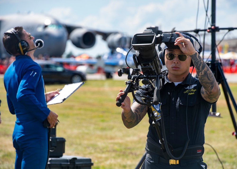 The Navy Flight Demonstration Squadron, the Blue Angels, perform in Johnson City, NY.