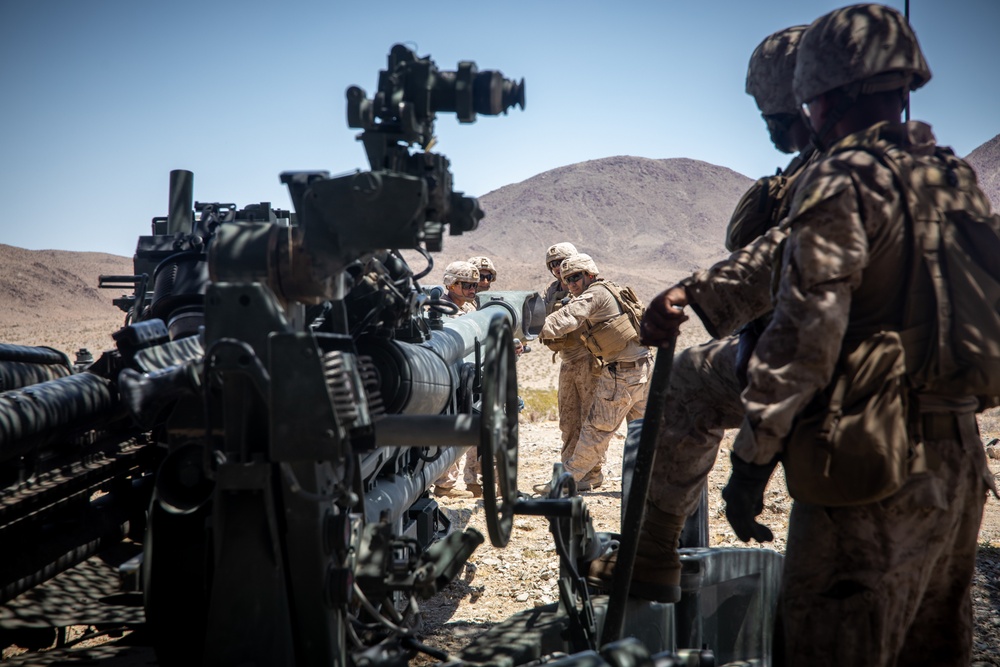 Marines fire artillery during Integrated Training Exercise 4-24