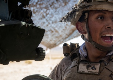 Marines fire artillery during Integrated Training Exercise 4-24