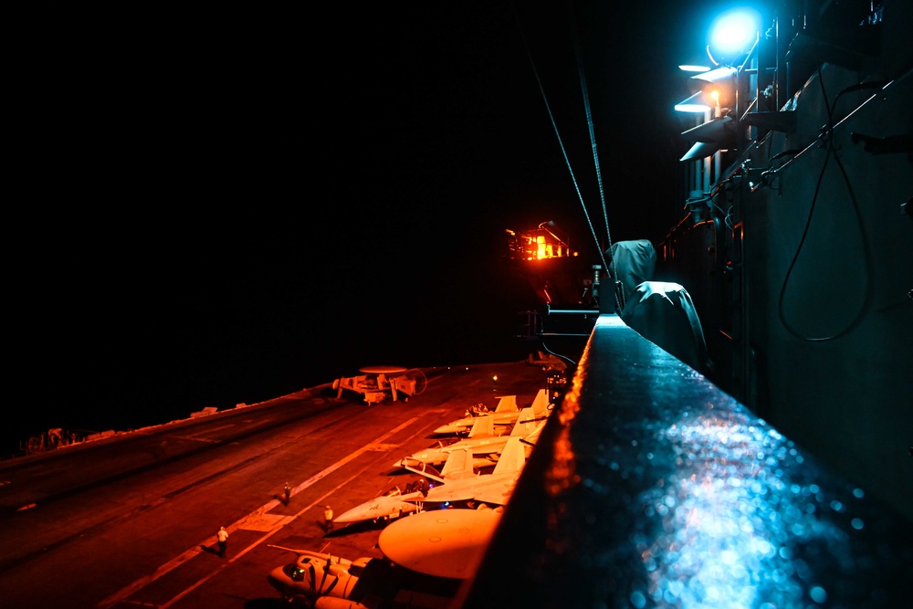 Theodore Roosevelt Flight Deck at Night