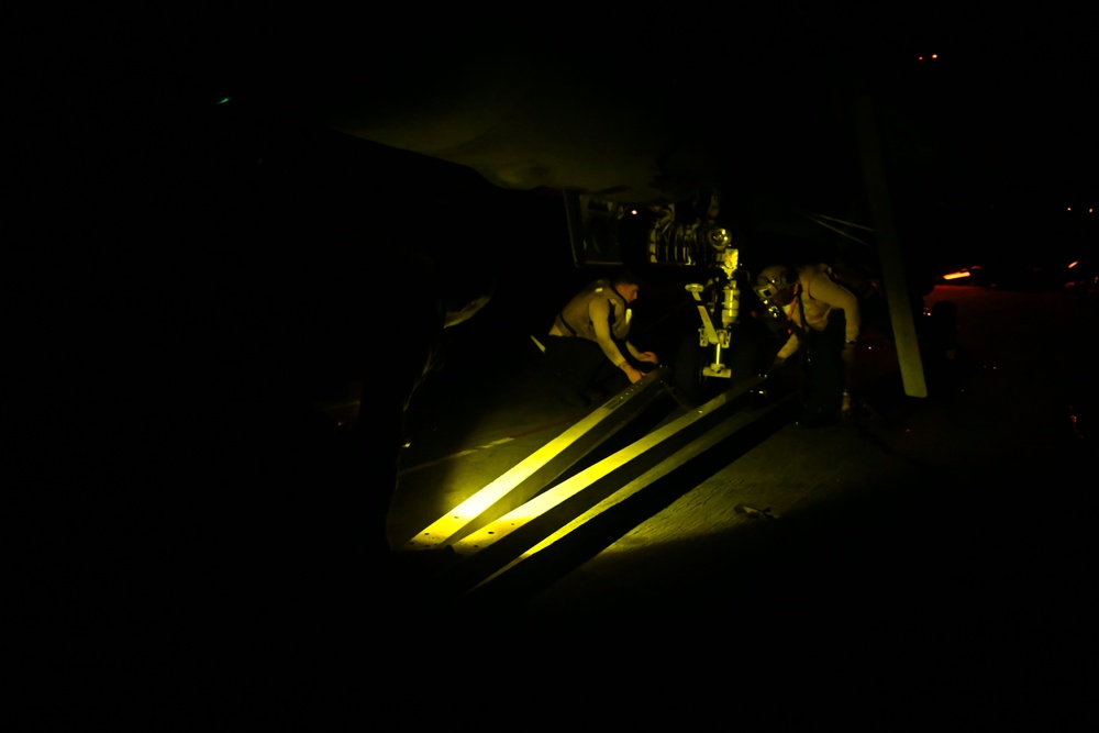 Theodore Roosevelt Flight Deck at Night