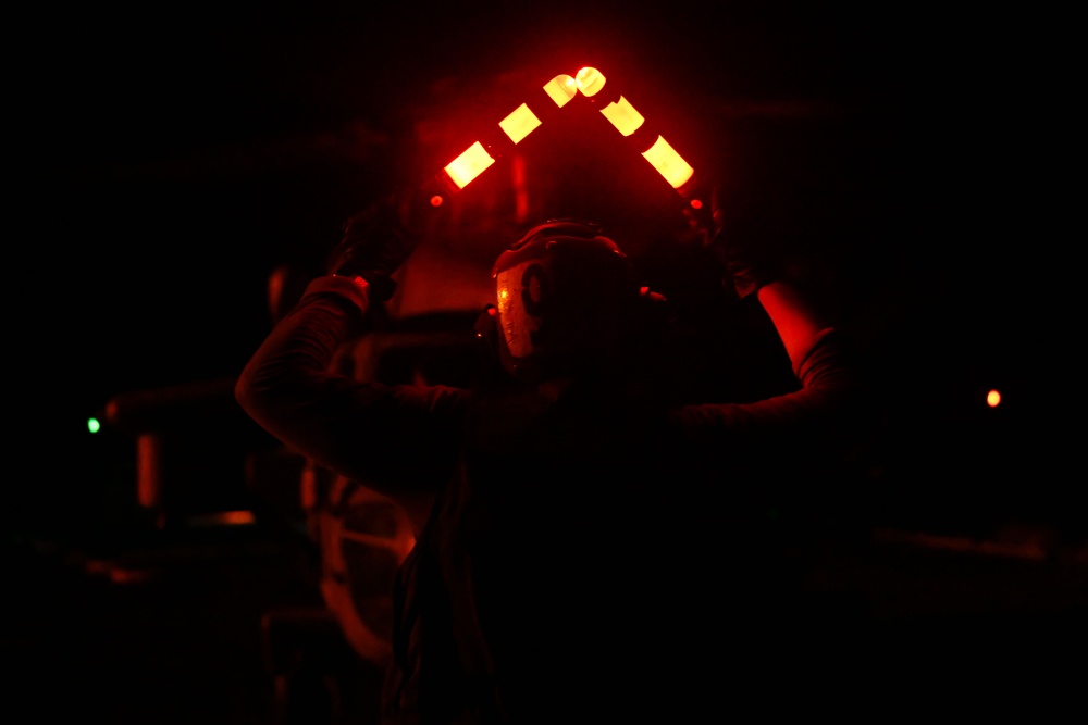 Theodore Roosevelt Flight Deck at Night