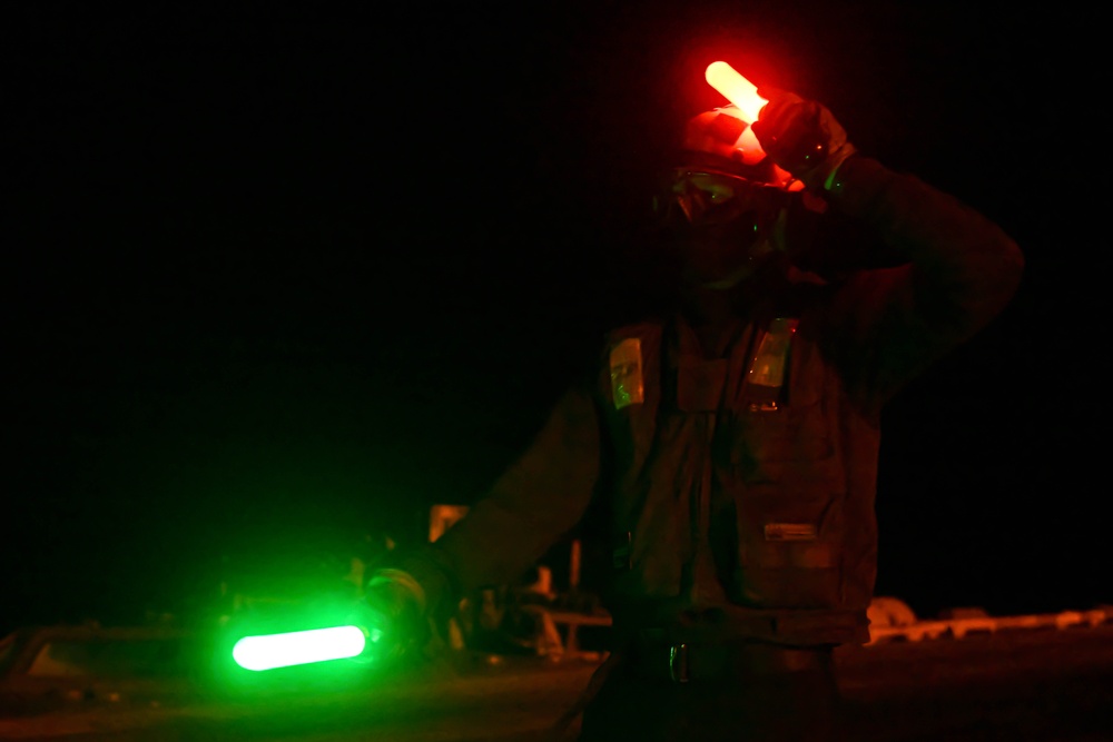 Theodore Roosevelt Flight Deck at Night