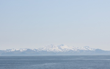 Coast Guard Cutters Healy and Kimball patrol near Unimak Pass, Alaska