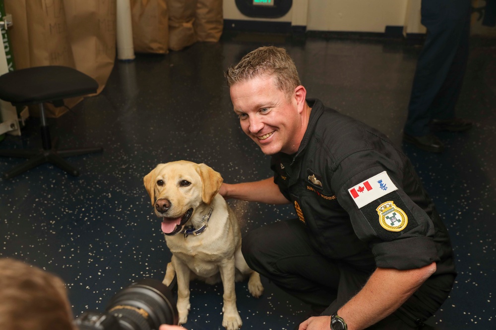 Commander, NATO Maritime Group 2, HMCS Charlottetown CO Visit Wasp