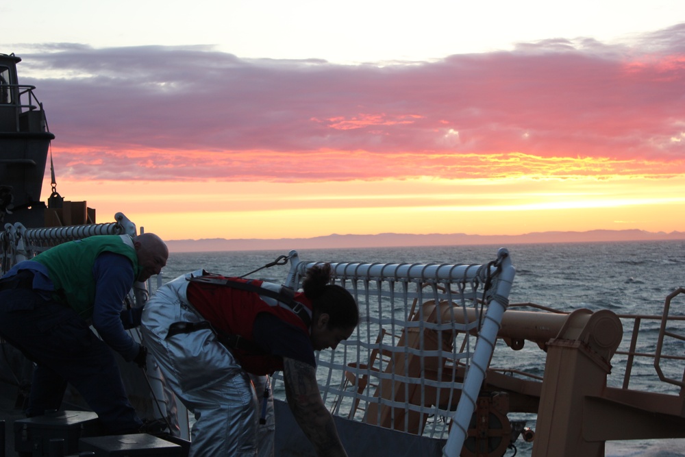 Coast Guard Cutter Healy’s crew conduct training exercises underway