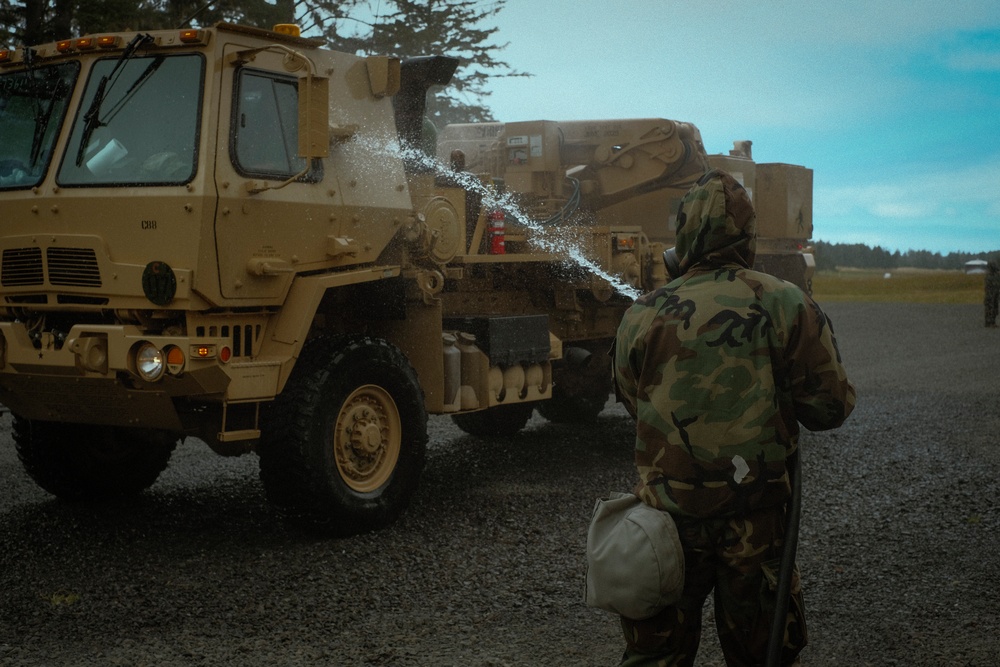 Washington National Guard CBRN Soldiers demonstrate decontamination during annual training