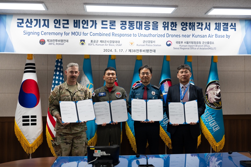 Kunsan AB hosts combined unauthorized drone defense MoU signing